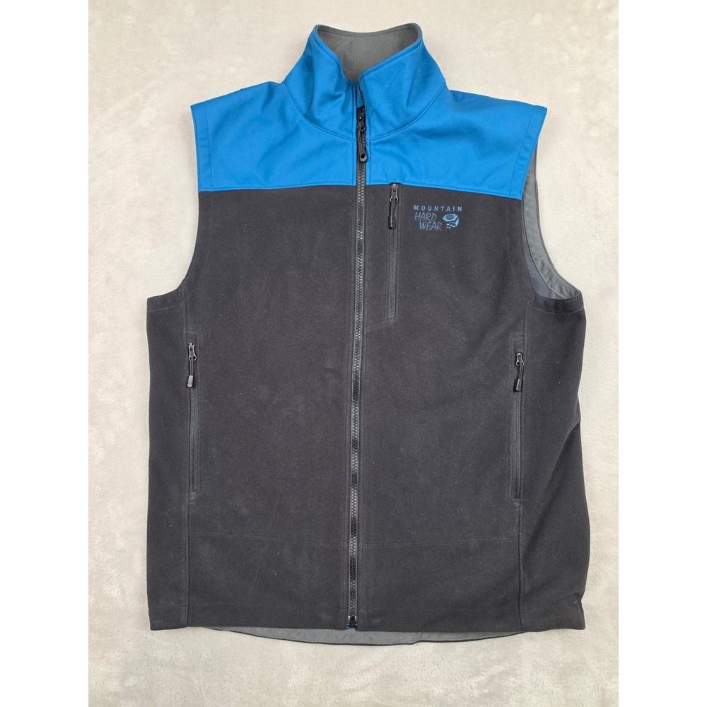 Mountain Hardwear Vest Mens Medium Black Blue Full Zip Outdoor Hiking